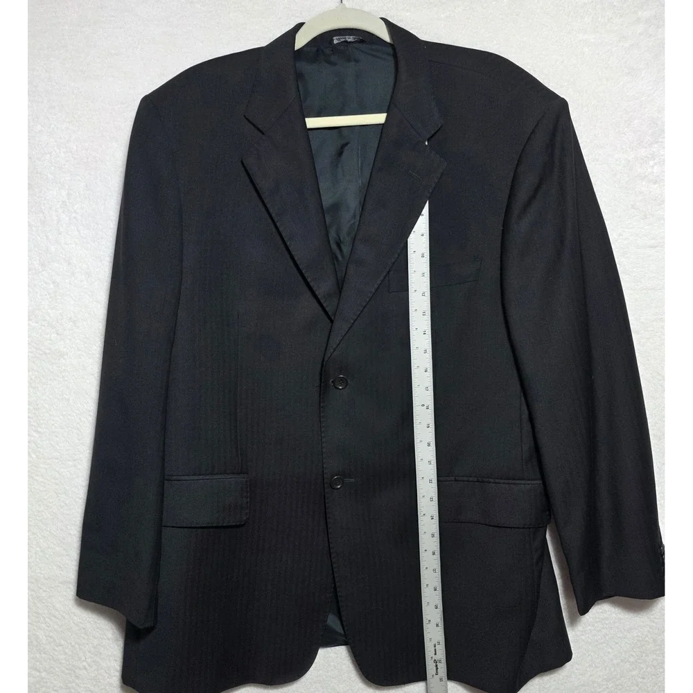 Ermenegildo Zegna Trofeo Navy Blue Herringbone Wool Sport Coat Blazer Italy 46R